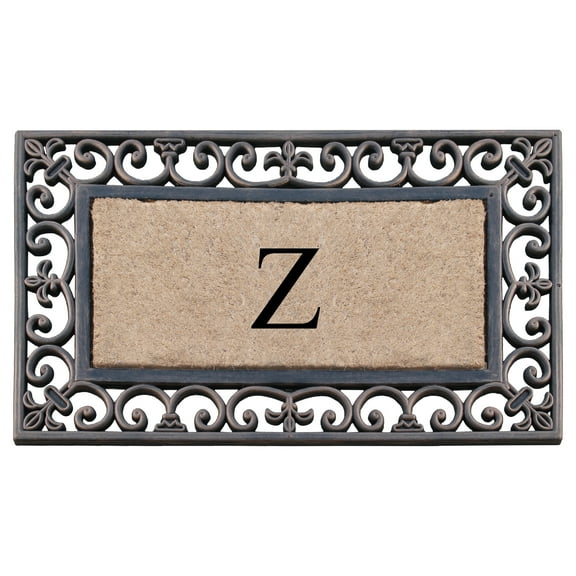 A1HC First Impression Classic Paisley Border Bronze 18 in. x 30 in. Rubber and Coir Monogrammed Z Door Mat
