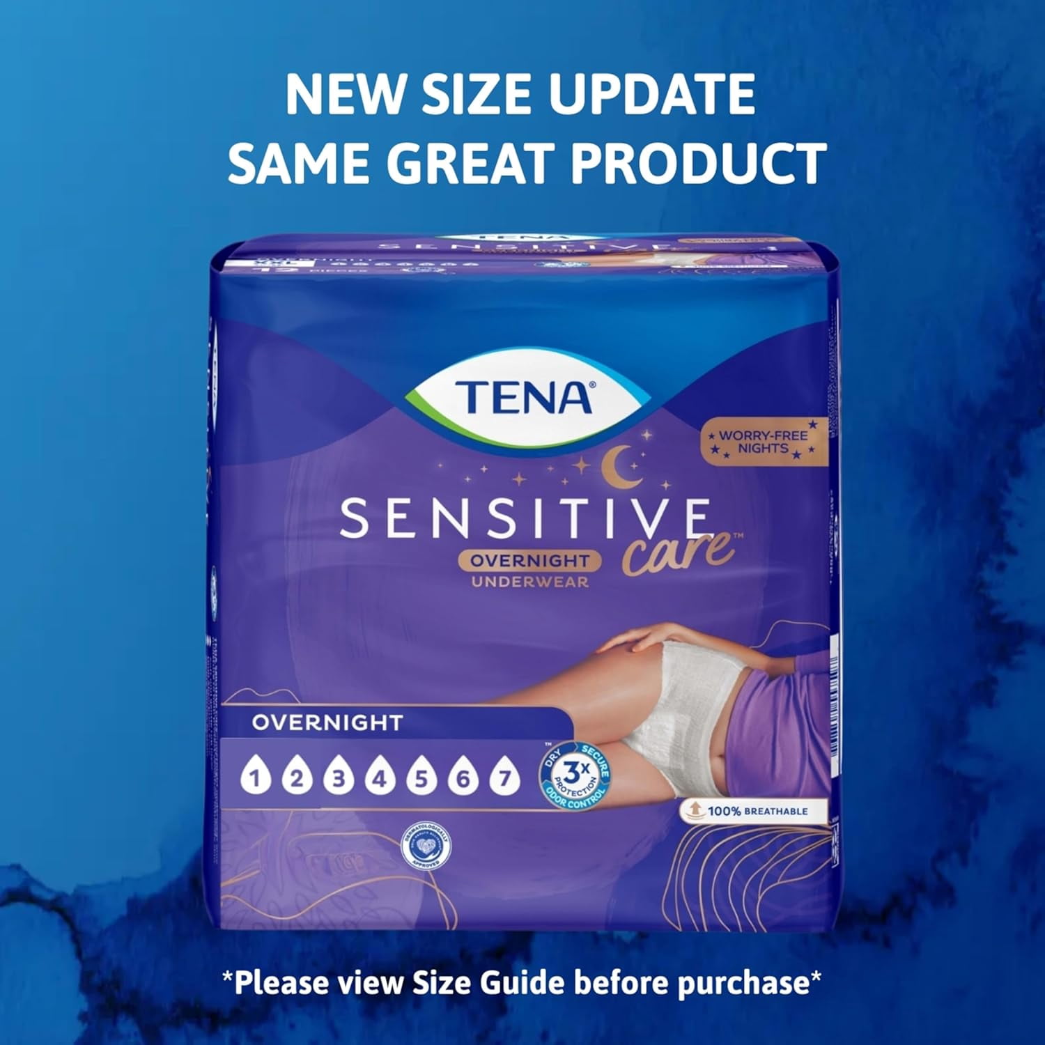 Tena Sensitive Care Overnight Incontinence Underwear for Women XXLarge, (2 pack of 12 Count) (New Sizing)