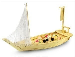 20 THY COLLECTIBLES Wooden Japanese Sashimi Sushi Boat Plate Serving Tray With Fishing Net THY TRADING JPN001-NET 50cm