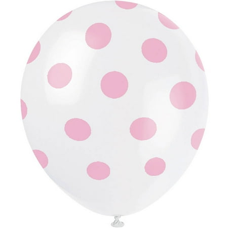 - Latex Light Pink Polka Dot Balloons, 12in, 6ct