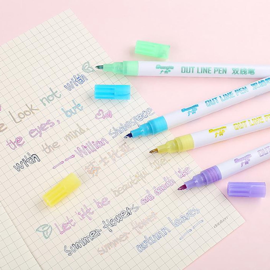 8 Color Outline Markers Self-Outline Metallic Markers, Glitter Outline Markers, Outline Glitter Markers, Double Line Outline Pens, Outline Markers Metallic, Metallic Outline Markers for Scrapbooking