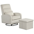 thumbnail image 3 of Angel Line Sonia Upholstered Swivel Glider w/ Storage Ottoman, Cream, 3 of 8