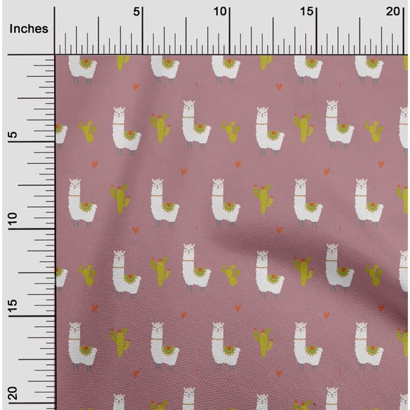 oneOone Cotton Cambric Mauve Fabric Cactus & Sheep Sewing Material Print Fabric By The Yard 56 Inch Wide