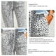 thumbnail image 5 of Pantalones de mujer Pantalones de cintura elástica con cordón y estampado de leopardo Pantalones de salón casuales sueltos con bolsillos Blanco L, 5 of 6