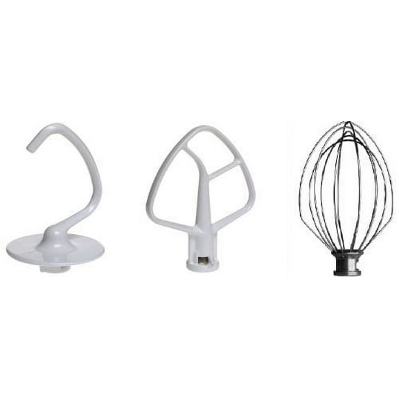 KitchenAid Stand Mixer 3 Piece Replacement Set; Flat Beater, Dough Hook Wire Whip