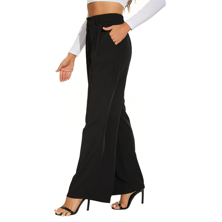 Women's Classic Fit Straight Leg Suit Pant Slim Fit Straight Pants Wide Leg  Trousers with Pockets