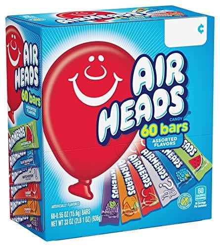 AirHeads Bars, Chewy Fruit Candy, Variety Pack, Party, Halloween, 60 Count (Packaging May Vary)