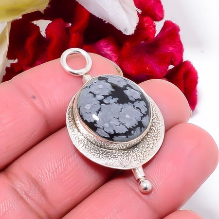 Snowflake Obsidian - Utah 925 Sterling Silver Pendant 1.68" Sk49, Christmas Gift