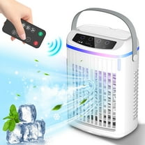 Flaremore Portable Mini Air Conditioner Fan, USB Evaporative Cooler with 3 Wind Speeds, 3 Timers, and Touch Screen Control, for Home, Office, Camping, or Car Use, White