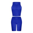 thumbnail image 4 of Simua Ribbed Two Piece Outfit Set for Women Solid Color Yoga Workout Tank Tops and Shorts Clothing, 4 of 5