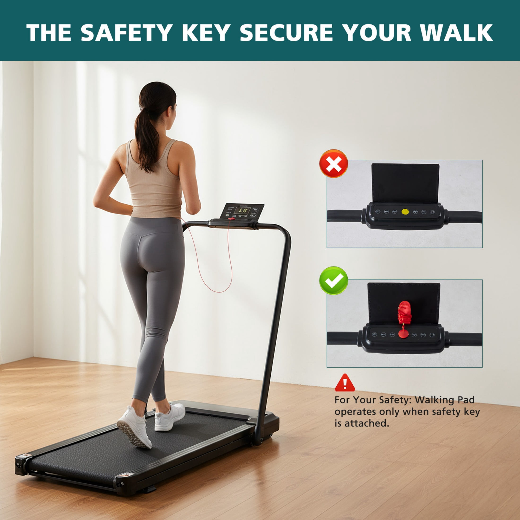 SHOUFTW Under Desk Treadmill with Handle, Portable Quiet Walking Pad with LED Display & Remote, Space-Saving for Home/Office (Black)