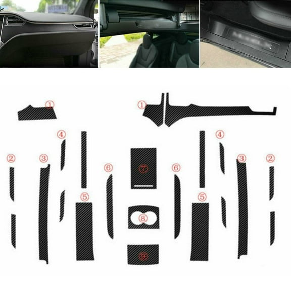 For Tesla for Model X/S Carbon Fiber Center Console Wrap Vinyl Sticker Trim