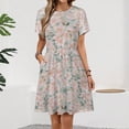 thumbnail image 2 of Pink Flower Cherry Blossoms Sundress Short Sleeve Dress Summer Women Clothes Dress for Women Dresses, 2 of 7