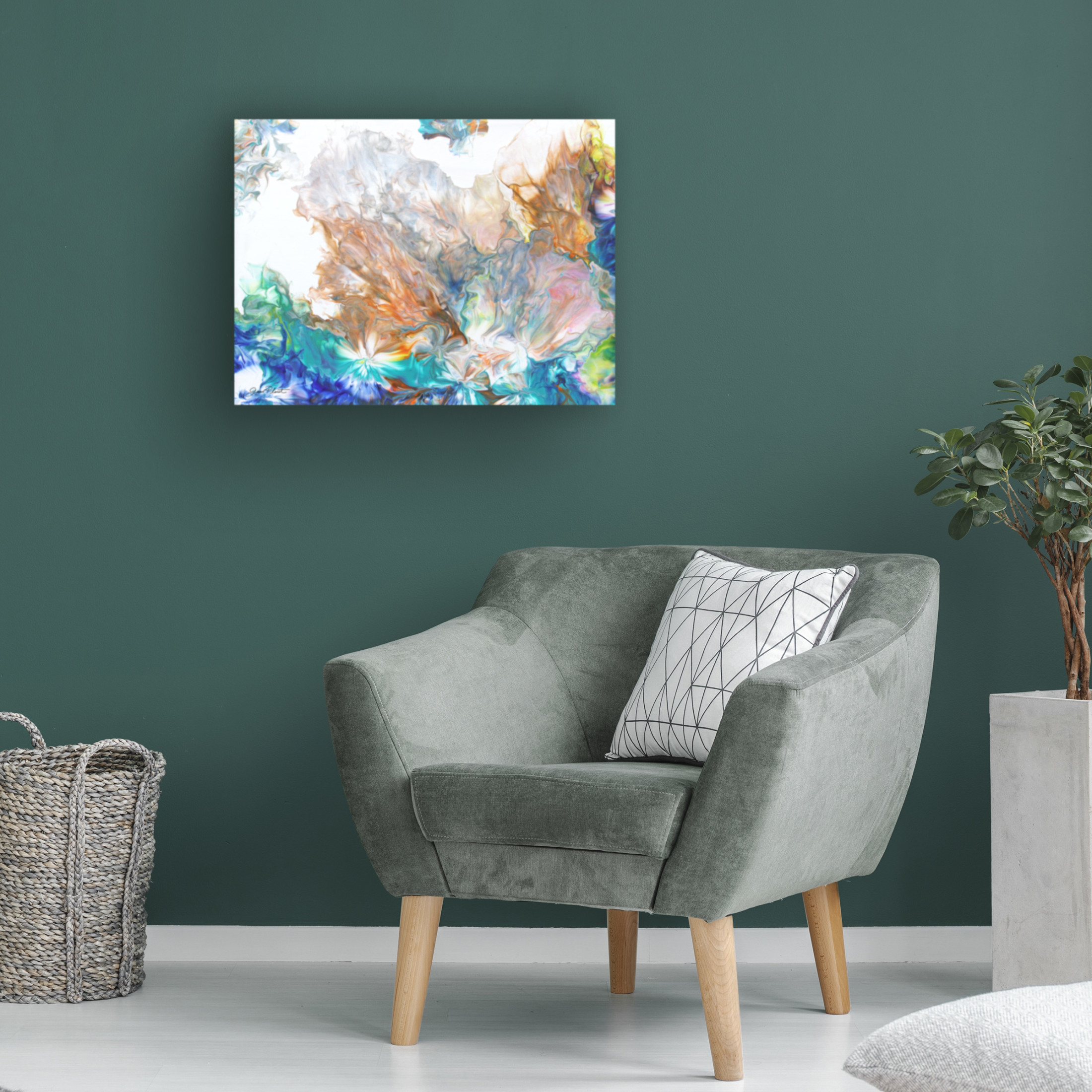 Canvas Wall Art - Jean Plout 'Abstract Pouring N' Wall Art for Living Room, Bedroom, or Office Décor by Trademark Fine Art - 24 x 18 Inches