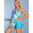 thumbnail image 3 of Talla grande Halter Mármol Imprimir U-Bar Boyshorts Tankini Traje de baño Rosegal  Camisetas sin mangas de talla grande, 3 of 5