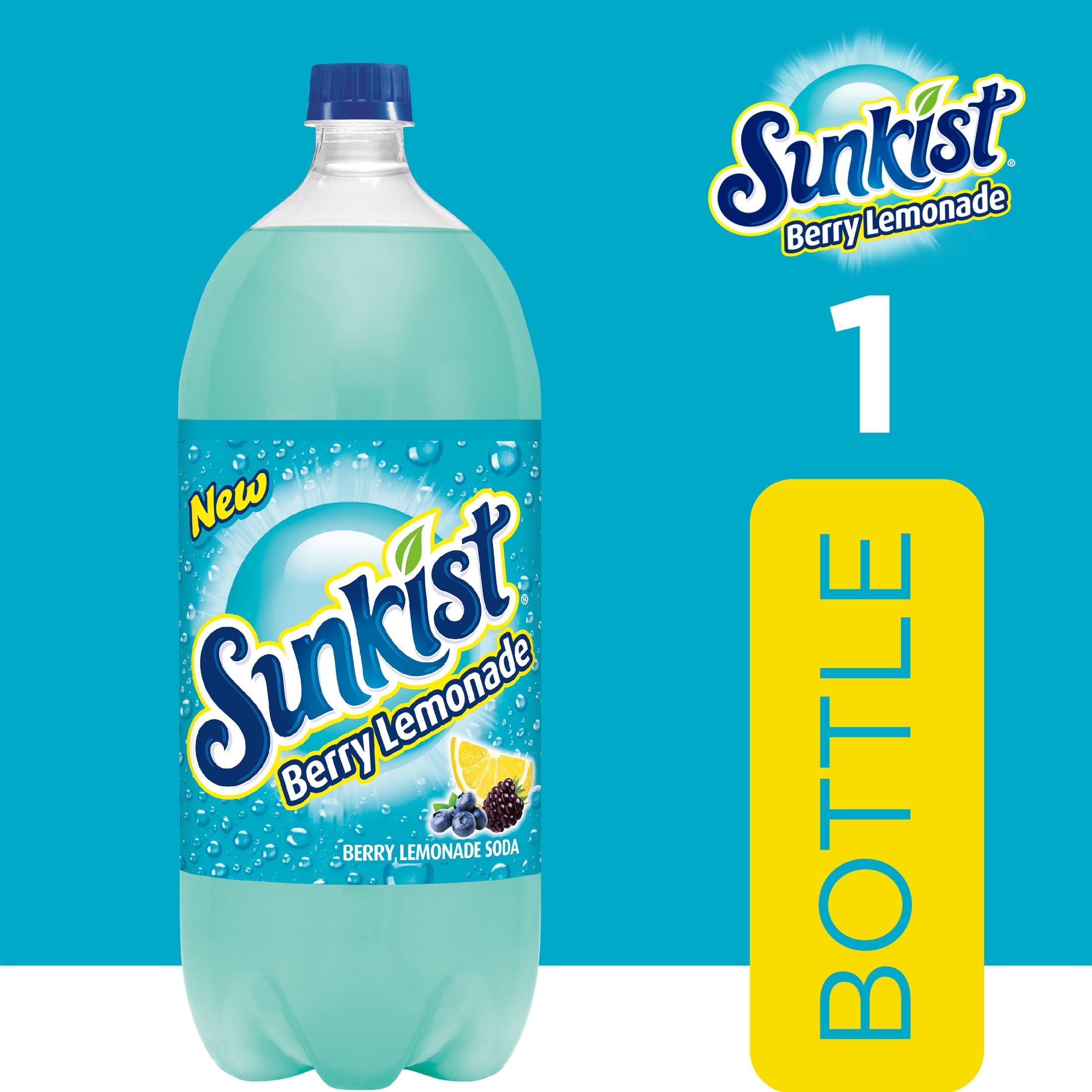Sunkist Caffeine Free Berry Lemonade Soda Pop, 2 L, Bottle
