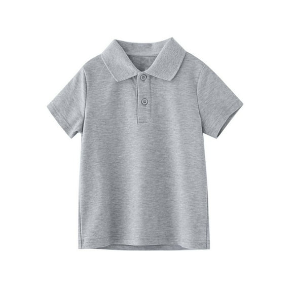 Plebaso Boys Girls Cotton Collared Shirts Kids School Uniform Shirts Short Sleeve Plain Golf Blouses