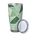 thumbnail image 2 of 20oz Car Cup Three-Piece Set Of Single Silver Edge No Smell Easy To Carry Heat Preservation For Daily Car Sports Travel Palegreen Geometric Lines_2, 2 of 8