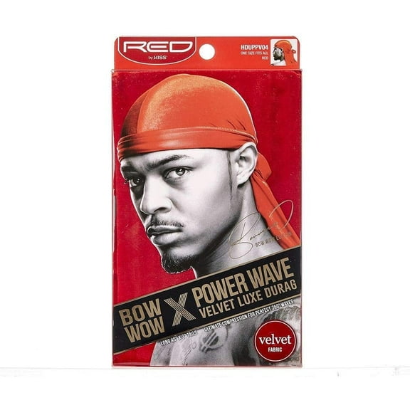 Kiss Red Power Wave Velvet Luxe Durag, Red 1 Each