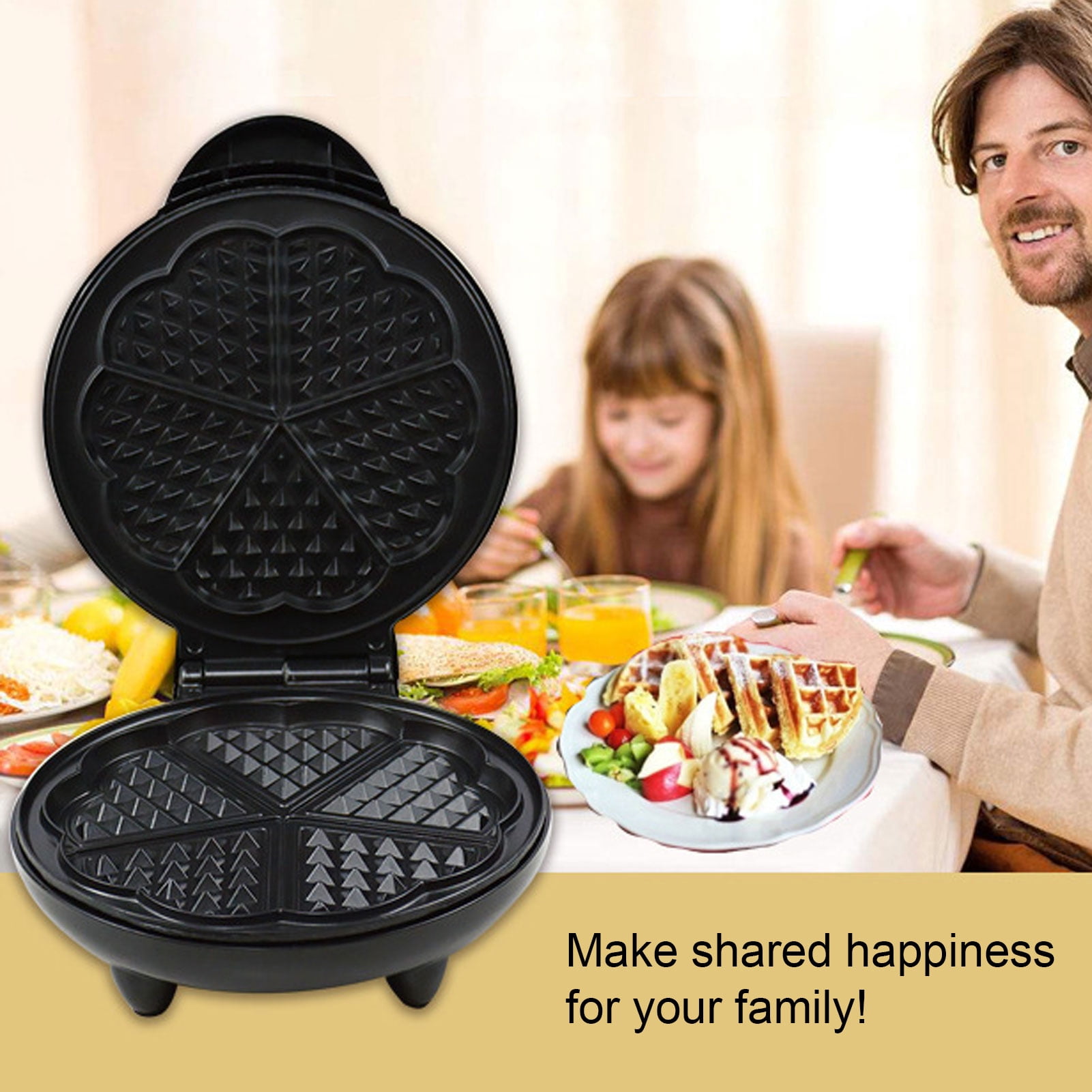 BIMZUC 3-in-1 Multifunctional Electric Waffle Maker Machine, Food Grade Safe Round Belgian Waffle Baker with Temperature Control, Cool Touch Handle EU Plug 220V (Classic Silver, 10.6 inches / 27 cm)