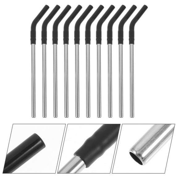 NICEXMAS Reusable Straws Black 10Pcs 8.65X0.47X0.47in