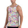 thumbnail image 2 of Gukieu Peace Love and Dove Flower Power Print Men's Quick Dry Fitness Vest, Round Neck Sleeveless Fitness Bodybuilding Top-3X-Large, 2 of 7