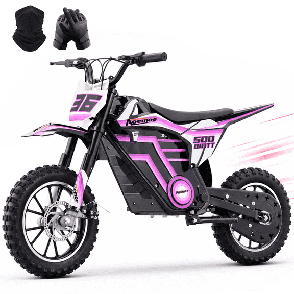 36V Kids Electric Dirt Bike,Fast Speed Electric Motorcycle Up to 15 MPH & 10 Miles Long-Range, Twist Grip Throttle, Dual Suspension & Brakes for Kids Ride on Toys, Purple