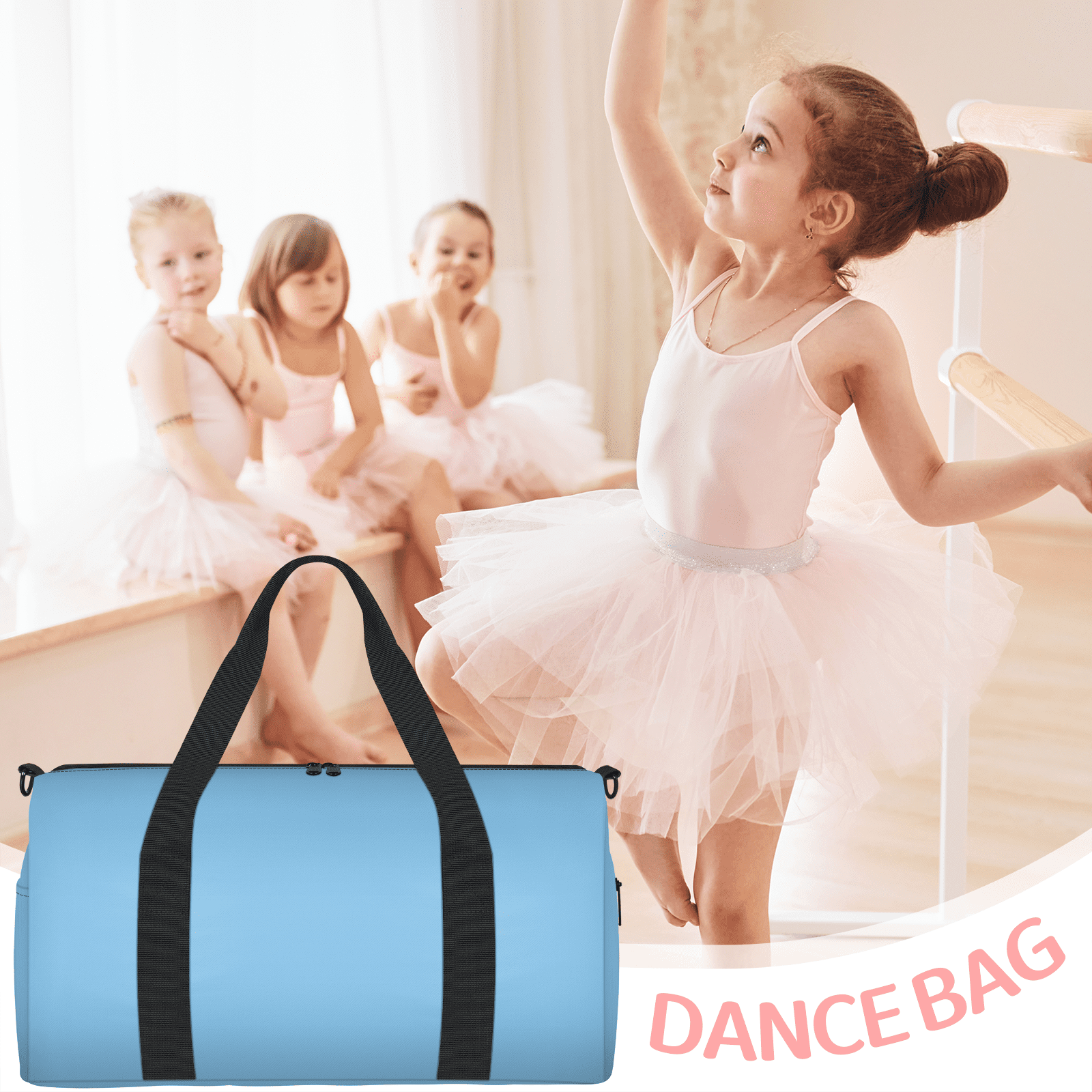 Herdesigns Lightskyblue Travel Duffle Bag Sports Yoga Weekender Overnight Carry on Workout Bags Lightweight Waterproof Gym Tote Bag for Women