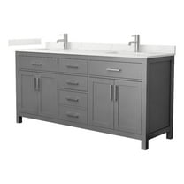 Beckett 72" Dark Gray Double Vanity & Giotto Quartz Top (1-Hole) & Nickel Trim