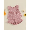 thumbnail image 5 of Loicainy Baby Toddler Kids Girls Shorts Set, 3 6 12 18 24 Months 2T 3T 4T Floral Sleeveless Crew Neck Tank Tops and Shorts Summer 2-piece Outfit, 5 of 9