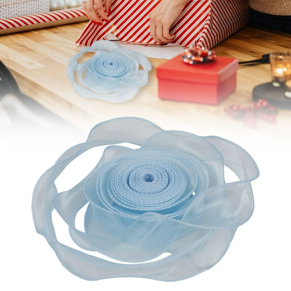 10 Yards Iridescent Organza Ribbon,Shimmer Chiffon Ribbons for Crafts Bouquets Wedding Christmas Party Decor Gift Wrapping Bow Making(Blue)