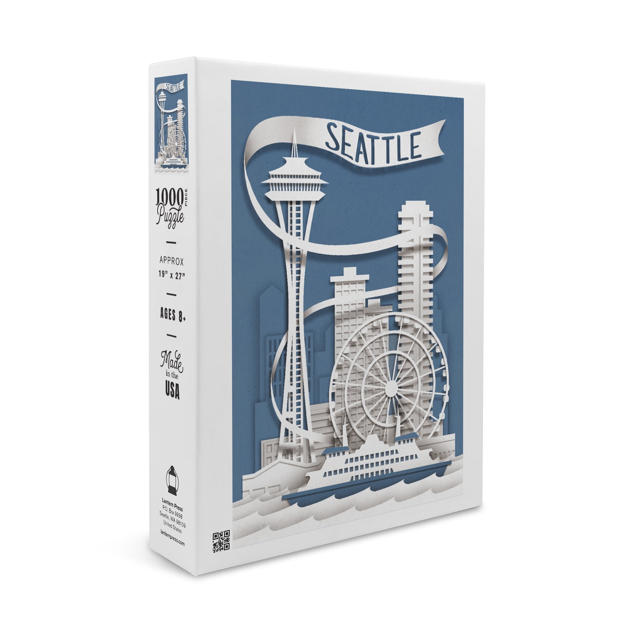 Seattle, Washington, Banner Shadowbox (1000 Piece Puzzle, Size 19x27
