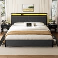 thumbnail image 4 of Base De Cama King Size Terciopelo Luces Led Con 2 Cajones (negro), 4 of 10