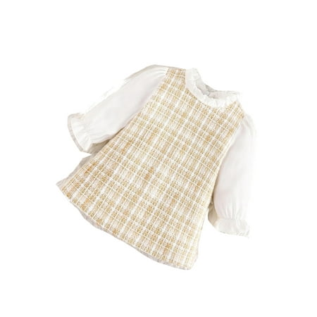 

Cute Plaid Print Stand Collar Tunic Long Sleeve Multicolor Baby Dresses (Baby s)