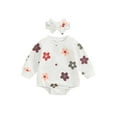 thumbnail image 1 of xiaxaixu Chandail en Molleton pour Bébé Fille Combinaison à Manches Longues Col Rond Imprimé Floral avec Bandeau pour l'Automne, 1 of 8