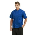 thumbnail image 4 of Toptie 2 Pack Unisex Short Sleeve Chef Coat Jacket, Royal Blue, 4 of 6