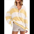 thumbnail image 1 of Suéteres de Cuello en V y Larga con Botones y Bloques de Color A Rayas para Mujer, Moda de Otoño 2025, Talla Grande y Amarillo XXL, 1 of 7