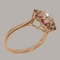 thumbnail image 3 of LBG British Made Spectacular 10k Rose Gold Cultured Pearl & Pink Tourmaline Womens Promise Ring - 33 size options - Size 10.5, 3 of 6