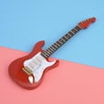 thumbnail image 3 of Delicada colección de adornos de guitarra eléctrica de madera en miniatura de 18 cm con soporte (roja), 3 of 7