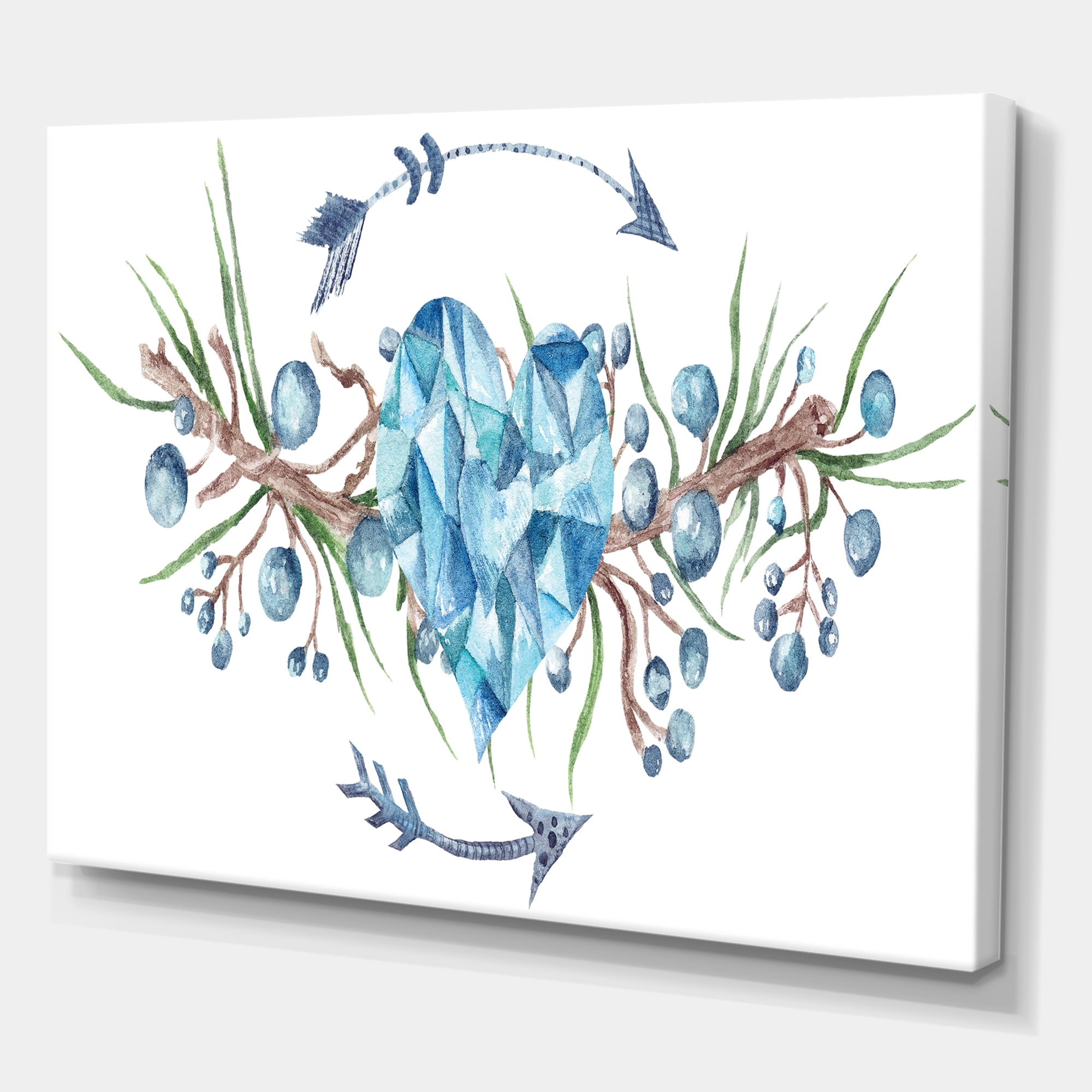 Designart ' Fresh Tribal Vignette Wild Forest Wreath Design On White II ' Traditional Canvas Wall Art Print