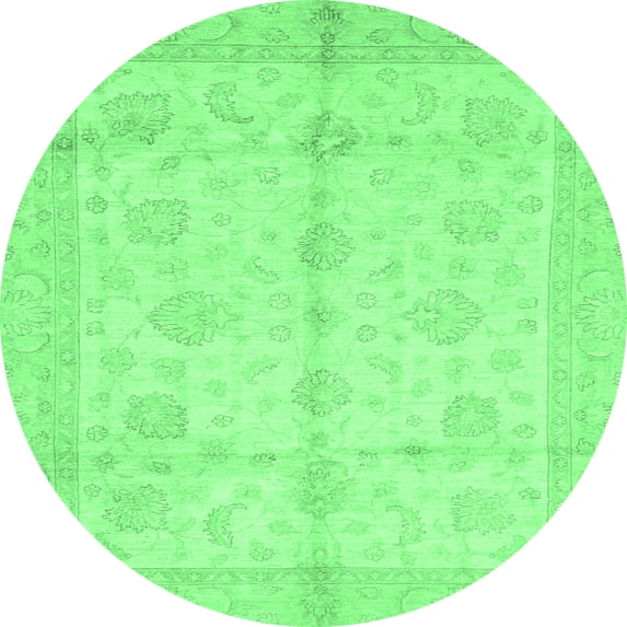 Ahgly Company Indoor Round Abstract Emerald Green Modern Area Rugs, 8' Round