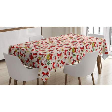 Gingerbread Kitchen (Christmas Tablecloth, Cartoon Design Santa Claus Bringing Surprise Boxes Mistletoe Gingerbread Print, Rectangular Table Cover for Dining Room Kitchen, 60 X 84 Inches, Multicolor, by)