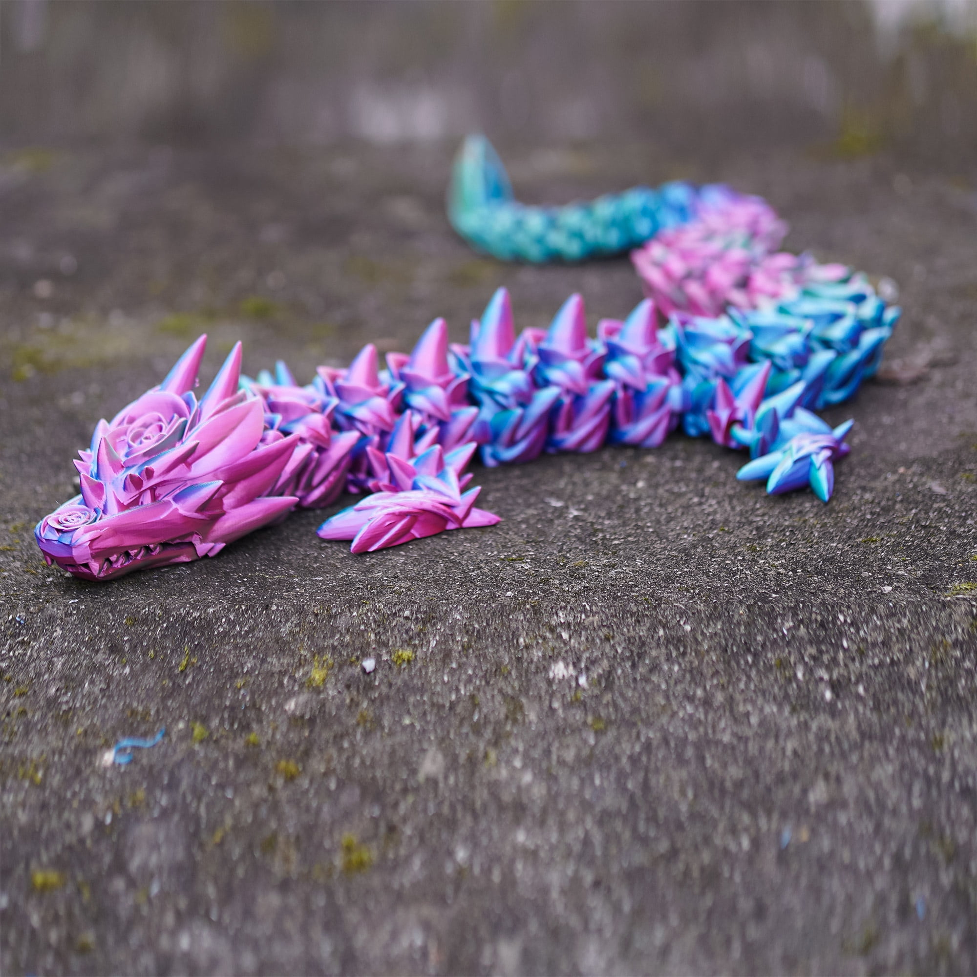 47.5inch 3D Printed Rose Dragon,Flexible Joint Animal lacertid Figurines,Realistic Eyes, Home Office Decor,Fidget Toy for Adults Teens Boy Festival Gifts