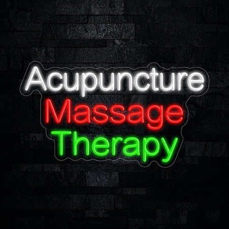 Acupuncture Massage Therapy LED Neon Sign 25"L x 14"H #20040