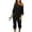 Black, variant on PRETTYGARDEN Women's 2 Piece Ribbed Tracksuit Outfits Off Shoulder Long Sleeve Pullover Lounge Pants with Pockets