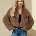 thumbnail image 4 of MELDVDIB Womens Fuzzy Fleece Coat Open Front Cropped Solid Color Fall Winter Jacket Warm Fashion Casual Long Sleeve Outerwear Tops, 4 of 9