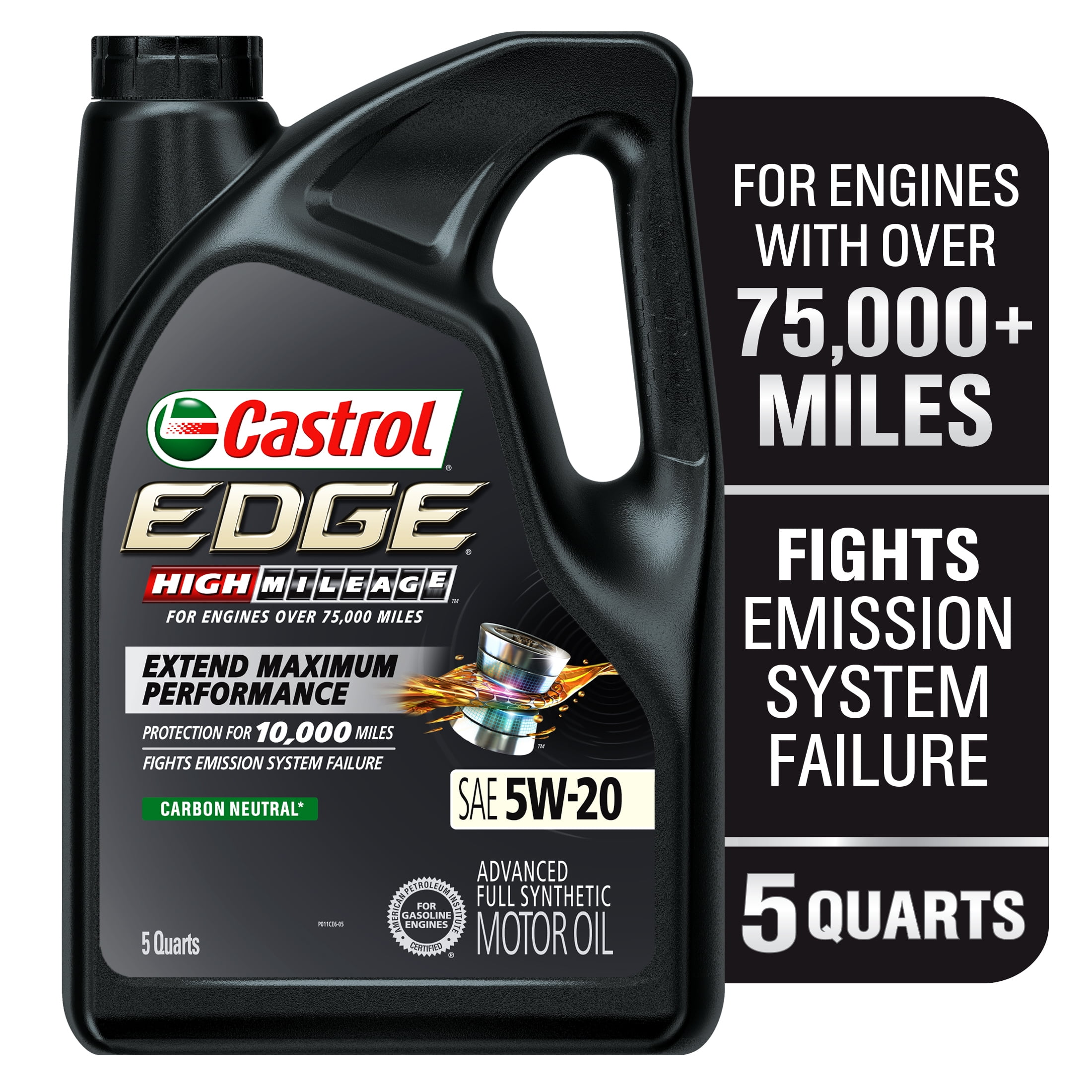 Castrol Edge High Mileage 5W20 Advanced Full Synthetic Motor Oil, 5