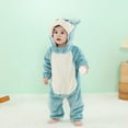 thumbnail image 6 of Odeerbi Toddler Boys Girls Animal Dress Up Clothes Flannel Fleece Jumpsuits Winter Thermal Hooded Rompers Toddler Cute Bodysuit Long Sleeve Hooded Onesie Toddler Clothes Blue, 6 of 9
