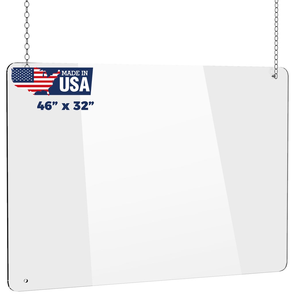 Hanging Portable Acrylic Plexiglass Sneeze Guard Shield for Counter Barrier from Sneezing