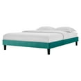 thumbnail image 1 of Platform Bed Frame, King Size, Velvet, Teal Blue, Modern Contemporary Urban Design, Bedroom Master Guest Suite, 1 of 5
